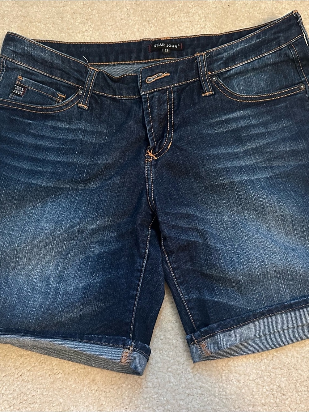 Dear John Indigo Rolled-Hem Denim Shorts zip up size 28